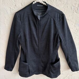 Medelita Women's Iconic Scrub Jacket Charcoal Gray Zip Front w/ Pockets Sz Small